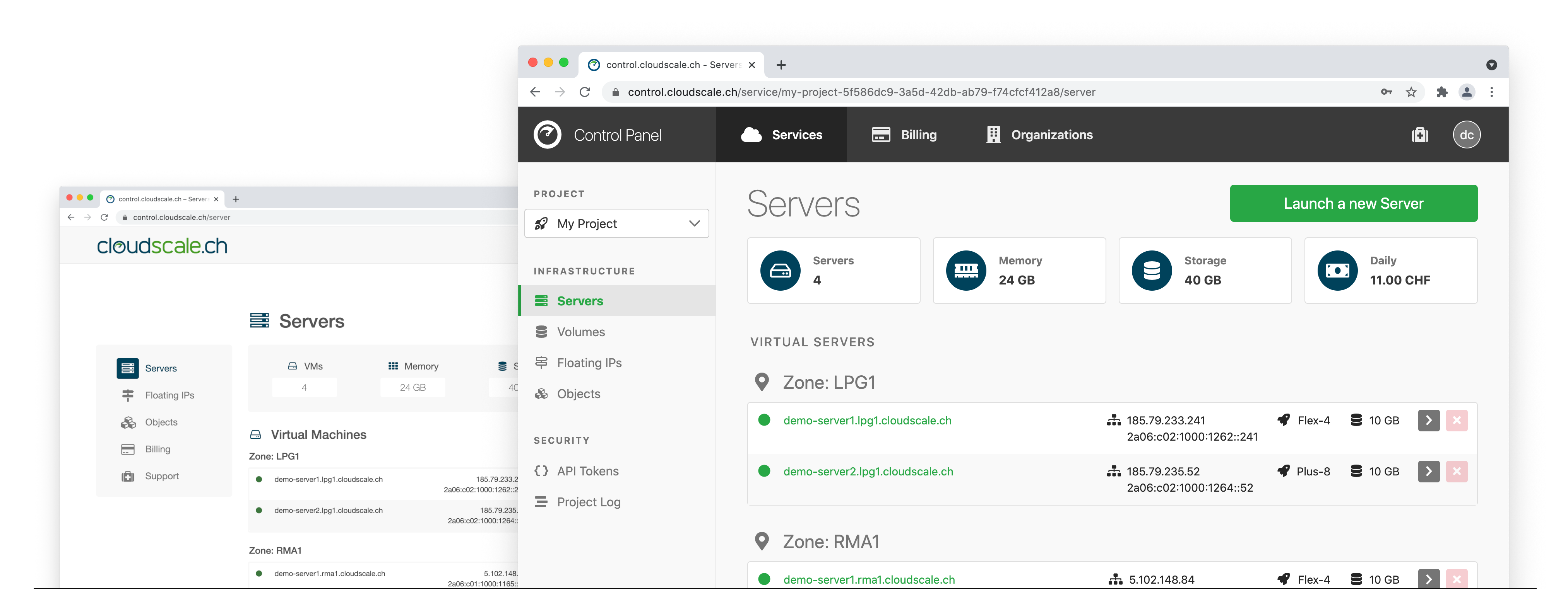 New cloud control panel