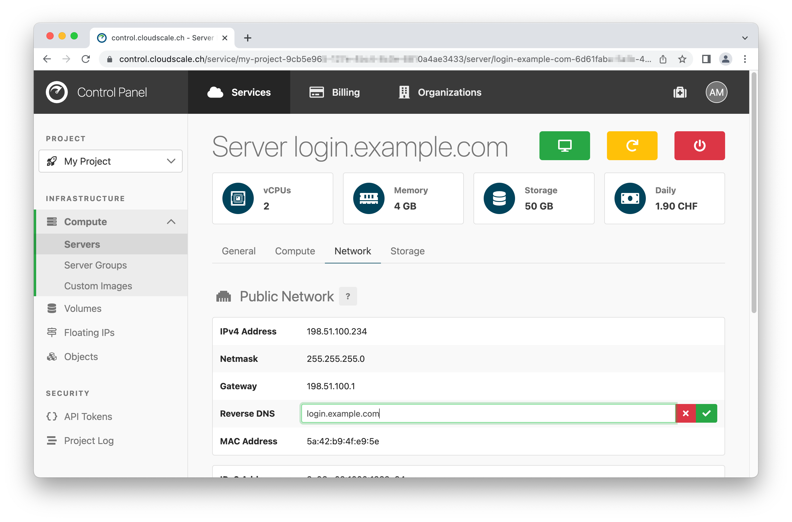 Configurable Reverse DNS.