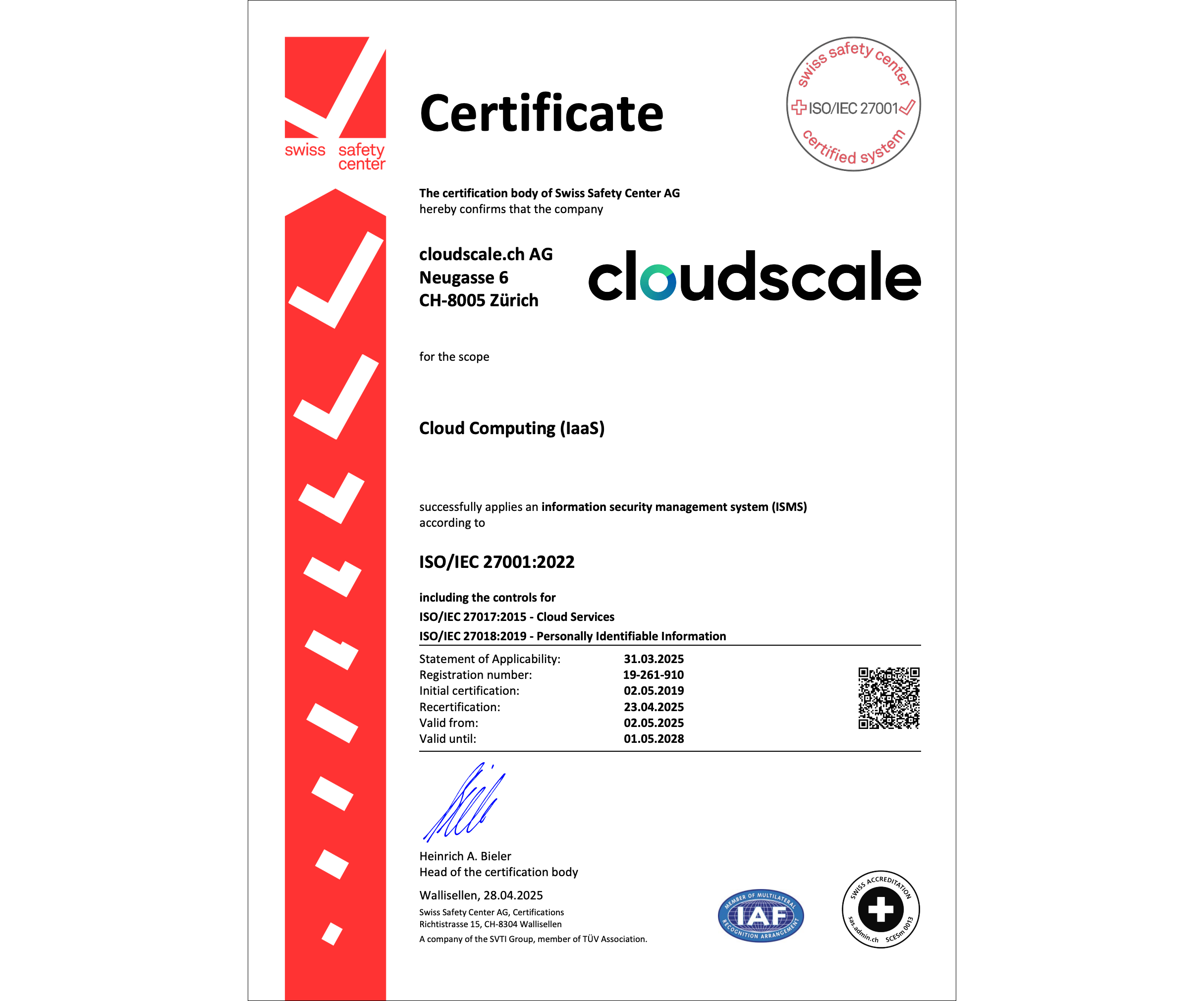 Our new ISO/IEC 27001:2022 certificate.